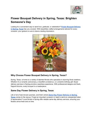 Flower Bouquet Delivery in Spring, Texas_ Brighten Someone's Day