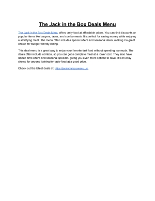 The Jack in the Box Deals Menu