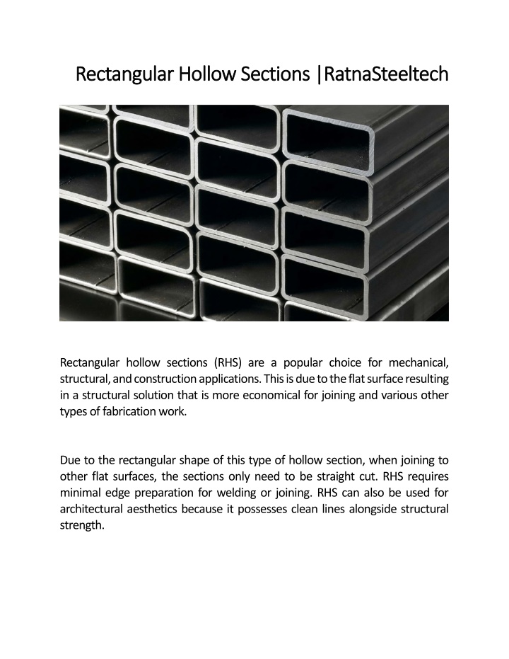 rectangular hollow sections rectangular hollow