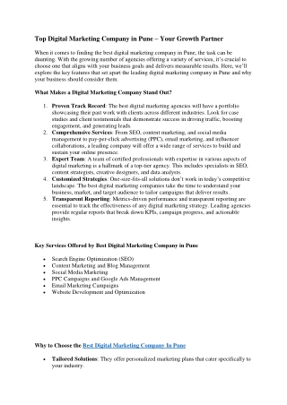 Top Digital Marketing Company in Pune – Your Growth Partner!