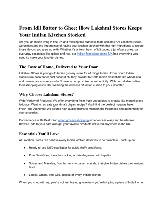 From Idli Batter to Ghee: How Lakshmi Stores Keeps Your Indian Kitchen Stocked
