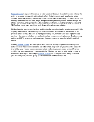 passive income is a powerful strategy to build