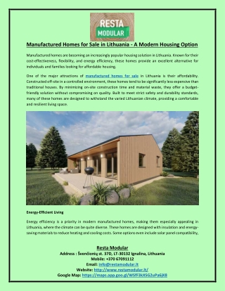 Manufactured Homes for Sale in Lithuania A Modern Housing Option