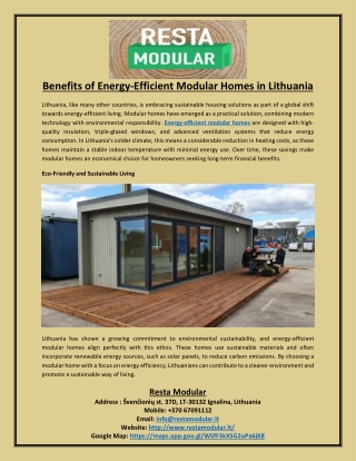 Benefits of Energy-Efficient Modular Homes in Lithuania