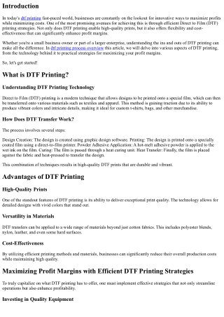 “Maximizing Profit Margins with Efficient DTF Printing Strategies”