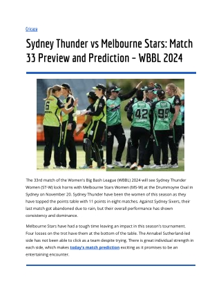 Sydney Thunder vs Melbourne Stars_ Match 33 Preview and Prediction – WBBL 2024