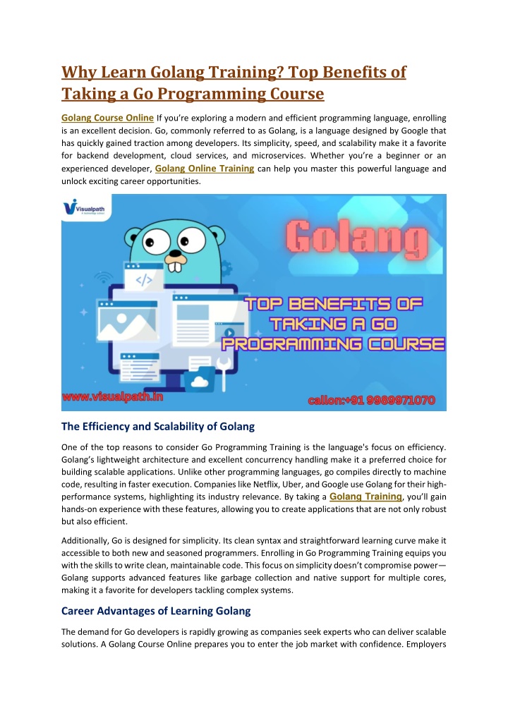 why learn golang training top benefits of taking