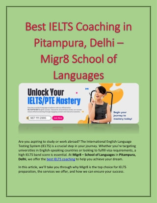 Best IELTS Coaching in Pitampura, Delhi