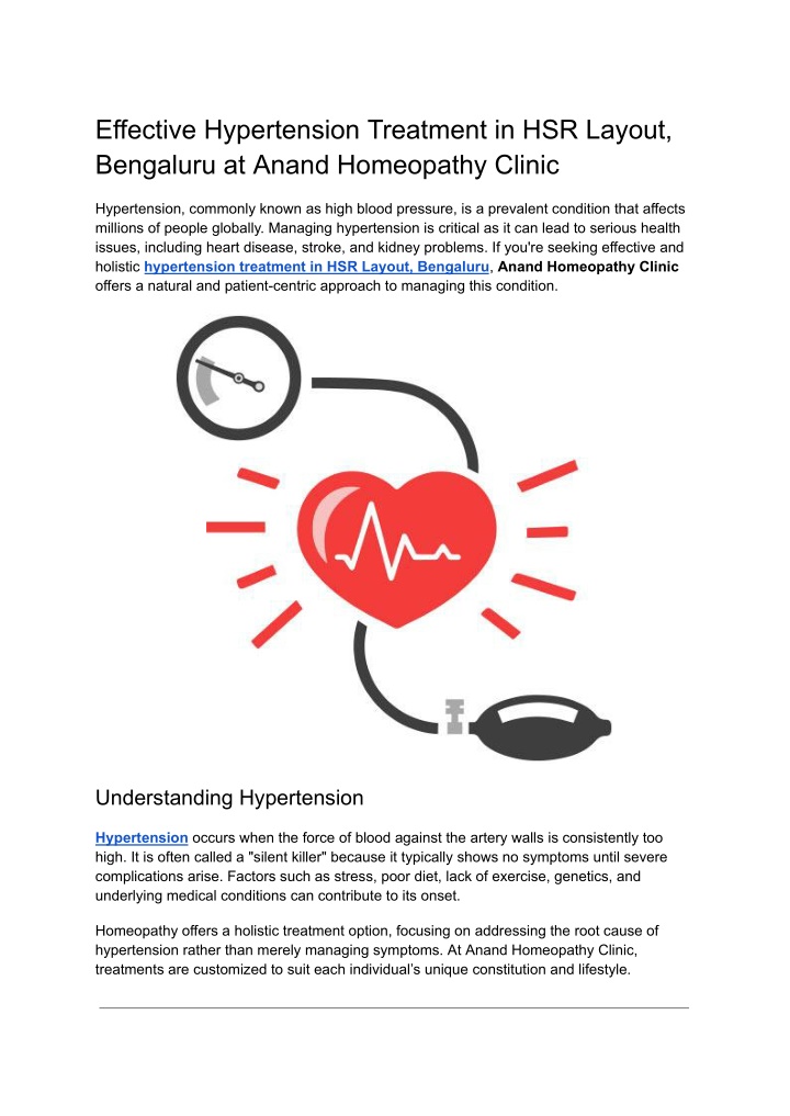 effective hypertension treatment in hsr layout