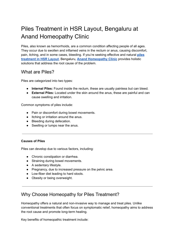 piles treatment in hsr layout bengaluru at anand