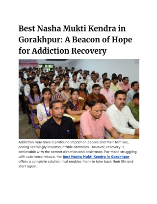 Best Nasha Mukti Kendra in Gorakhpur_ A Beacon of Hope for Addiction Recovery