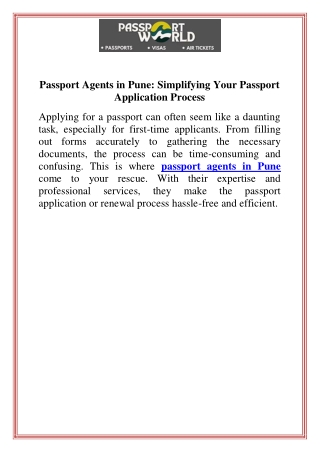 Passport Agents in Pune Simplifying Your Passport Application Process