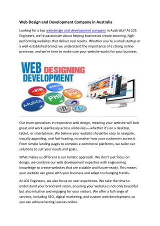 Web Design and Development Company in Australia