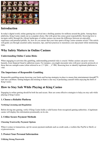 “How to Stay Safe While Playing at King Casino”