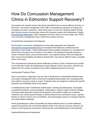 How Do Concussion Management Clinics in Edmonton Support Recovery