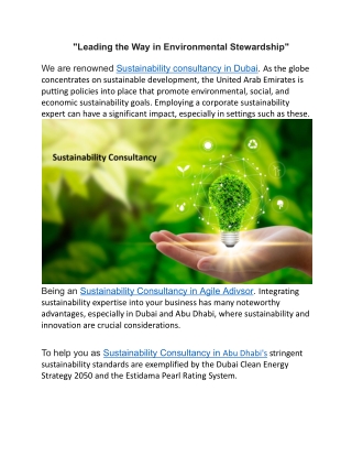 leading the way in environmental stewardship