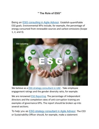 the role of esg