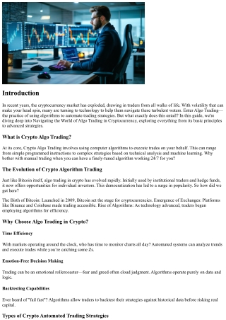 Navigating the World of Algo Trading in Cryptocurrency
