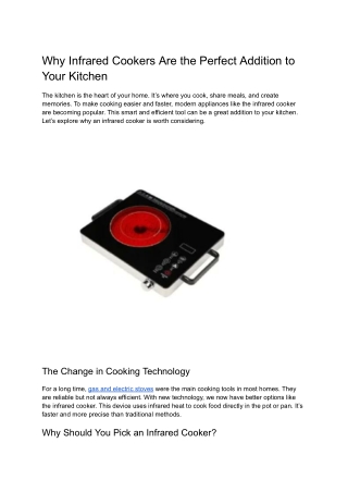 why infrared cookers are the perfect addition