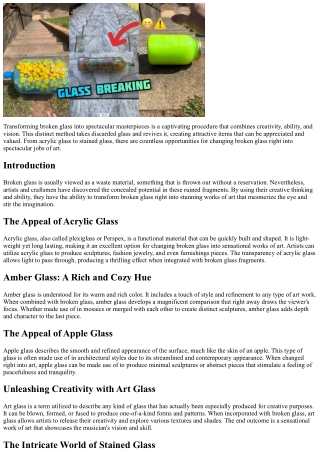 Transforming Broken Glass right into Stunning Works of Art