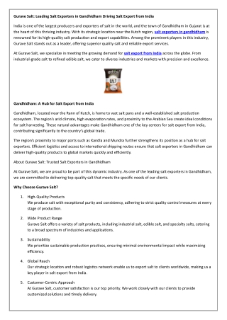 gurave salt leading salt exporters in gandhidham
