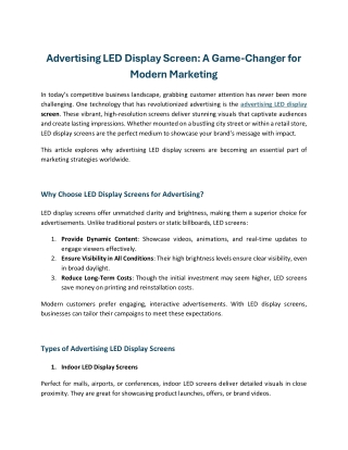 Advertising LED Display Screen A Game-Changer for Modern Marketing