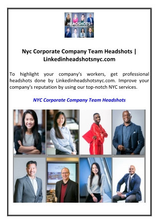 Nyc Corporate Company Team Headshots Linkedinheadshotsnyc.com