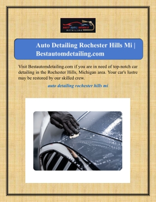 Auto Detailing Rochester Hills Mi | Bestautomdetailing.com