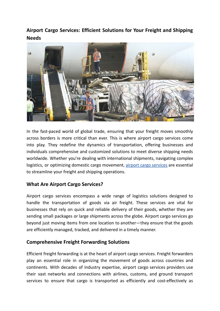 airport cargo services efficient solutions