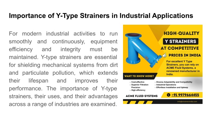 importance of y type strainers in industrial