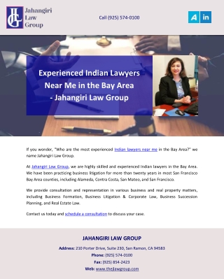 Experienced Indian Lawyers Near Me in the Bay Area - Jahangiri Law Group