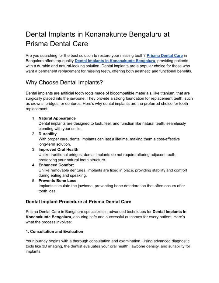 dental implants in konanakunte bengaluru