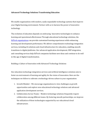 advanced technology solutions transforming