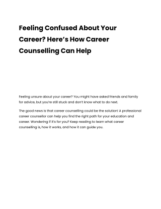 What is career counselling