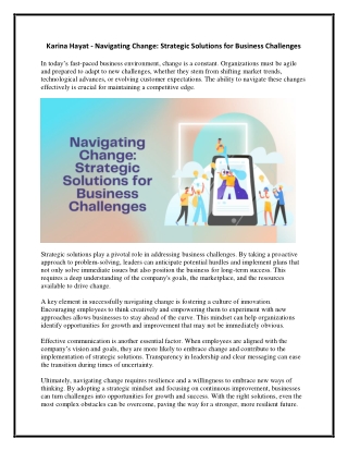 Karina Hayat - Navigating Change - Strategic Solutions for Business Challenges