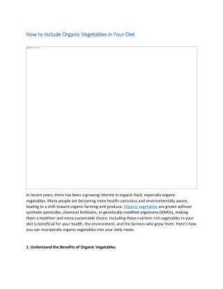 How to Include Organic Vegetables in Your Diet