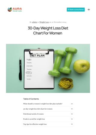 30-Day Weight Loss Diet Chart For Women  - Aura the Diet Clinic