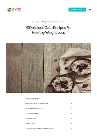 13 Delicious Oats Recipes For Healthy Weight Loss - Aura the Diet Clinic