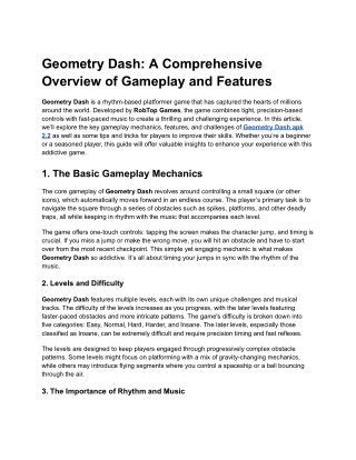 geometry dash a comprehensive overview