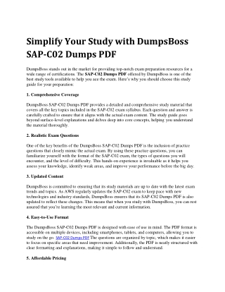 DumpsBoss SAP-C02 Dumps PDF Reliable Exam Materials
