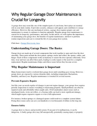 Why Regular Garage Door Maintenance is Crucial for Longevity