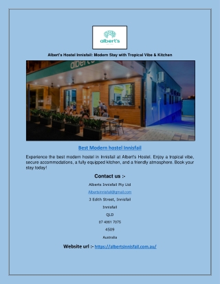 Albert's Hostel Innisfail: Modern Stay with Tropical Vibe & Kitchen