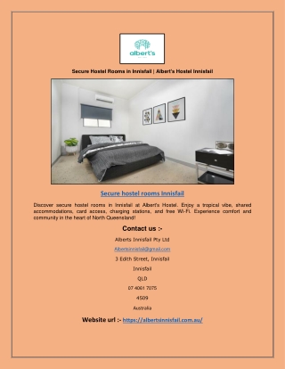 Secure Hostel Rooms in Innisfail | Albert's Hostel Innisfail