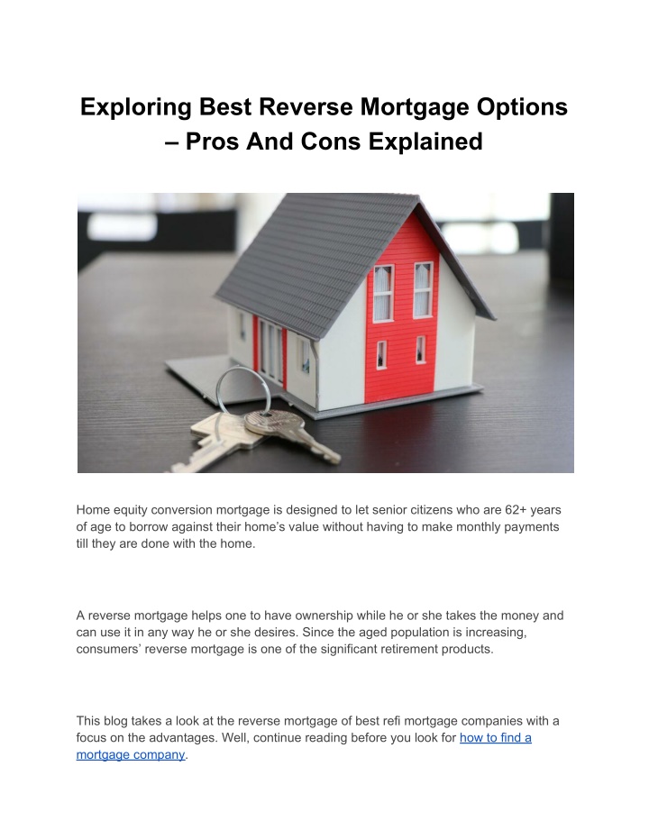 exploring best reverse mortgage options pros