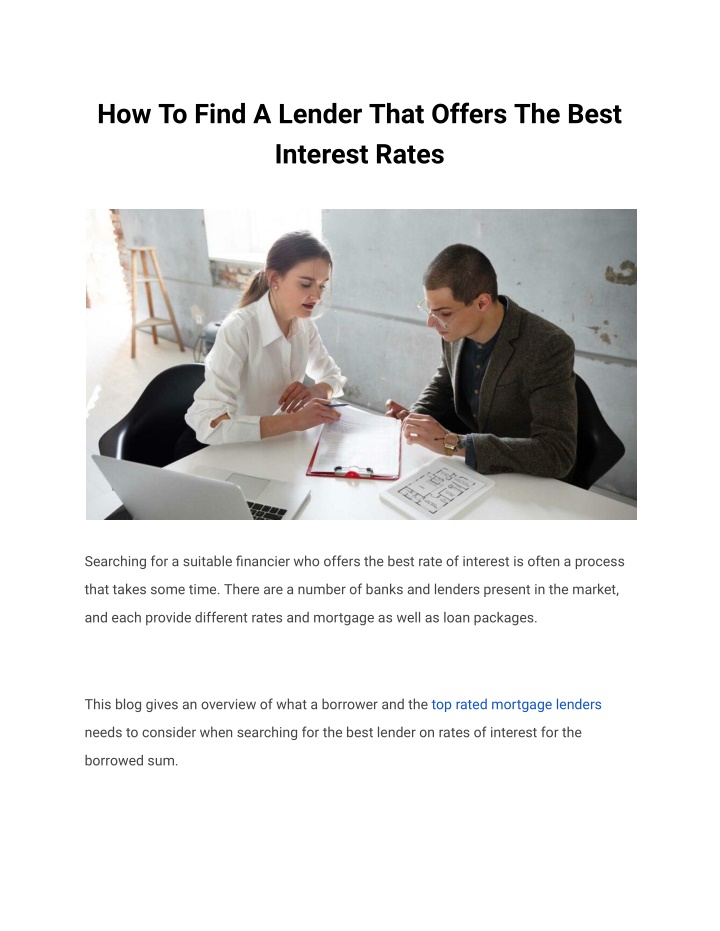 how to find a lender that offers the best