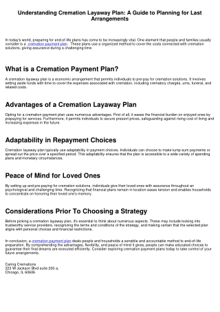 Understanding Cremation Layaway Plan: A Guide to Planning for Final Arrangements