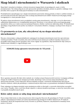 skup lokali i nieruchomo ci w warszawie