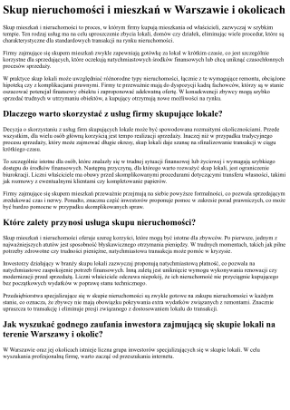 skup nieruchomo ci i mieszka w warszawie