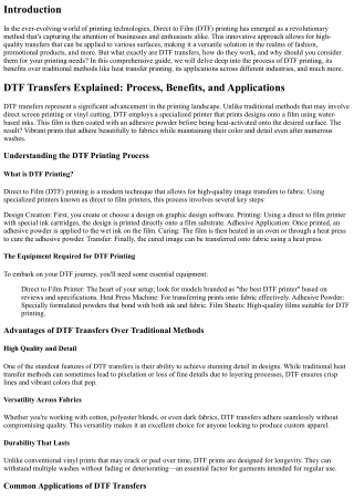 DTF Transfers Explained: Process, Benefits, and Applications