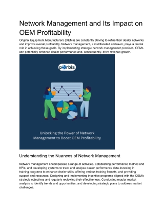 Network Management and Its Impact on OEM Profitability